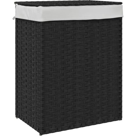 Cesto de ropa sucia con tapa ratán sintético negro 46x33x60 cm vidaXL