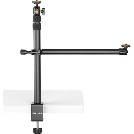 LS02 Lichtstativ 44-105 cm, Tisch-Kamerastativ mit 1/4"-Schraube, 360°-Kugelkopf, Smartphone-Klemme, Teleskop-Lichtstangen und Halterungen für Mobiltelefone (1/5)