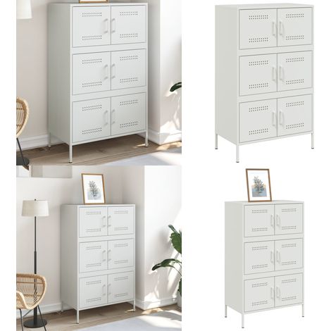 Highboard Weiß 68x39x113 cm Stahl - Industrielles Design - Hochschrank - Regal - Aufbewahrung - Wohnraum - Home & Living (1/5)
