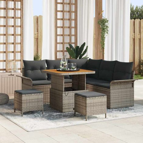 Ensemble de canapé de jardin 8 pc 7-Nombre de places Gris vidaXL (1/5)