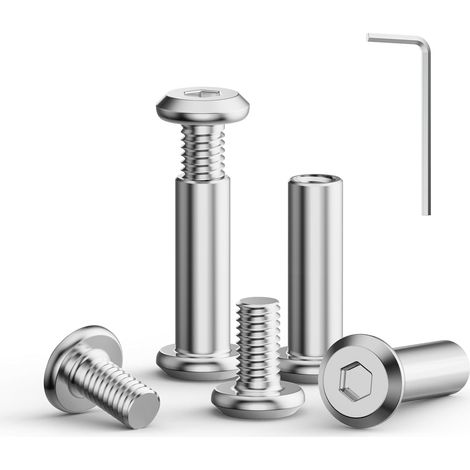 Lot de 30 vis à douille M5 x 40 mm, en acier inoxydable A2 V2A, vis de raccordement pour meubles, armoires, planches en bois (1/5)