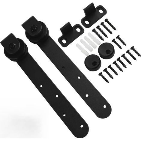 Kit de quincaillerie for Porte de Grange coulissante, Version améliorée, en Acier au Carbone, Lisse et Silencieux, Panneau d'ajustement for Portes intérieures (1/5)