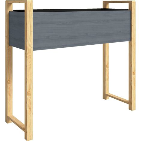 Carré potager surélevé avec pieds, lit de jardin rehaussé, 4 trous d'évacuation et géotextile, 98 x 37 x 90 cm, gris (1/5)
