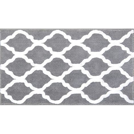 Tapis Bain Microfibre Carpette Anti-Glissant Antibacterienne Tapis de Bain Lavable en Machine (Gris, 60×90cm) (1/5)
