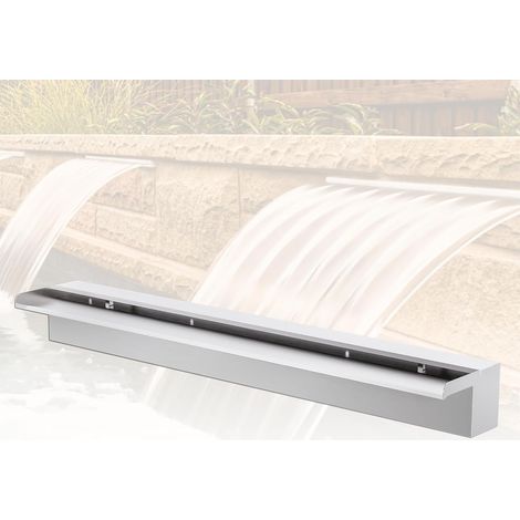 Fontaine De Piscine, Cascade Bassin Exterieur en Acier Inoxydable, Lame D’Eau, Fontaine Exterieur avec Accessoires pour La Décoration D'étang, Patio,Jardin (Long 90cm, Largeur 20cm) (1/5)