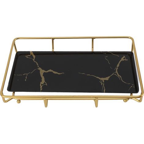 Plateau de salle de bain moderne et élégant, antidérapant, organisateur de rangement pour évier de cuisine, noir, taille L (1/5)