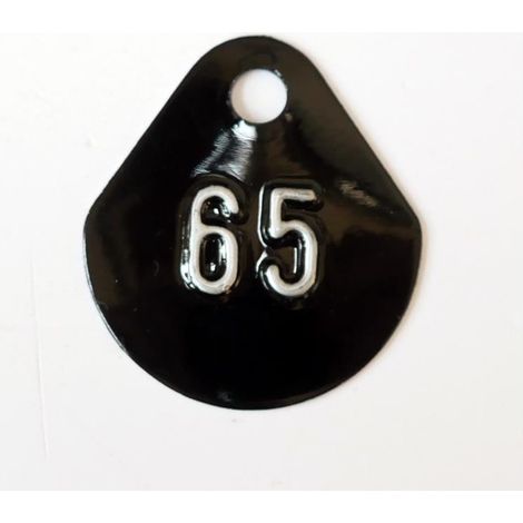 Chiffre goutte d'eau fond noir (à l'unité) estampé "65" en relief blanc hauteur d'écriture 11mm DERANCOURT