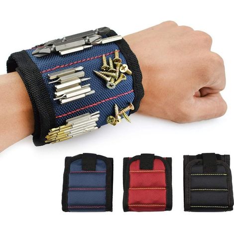 Bracelet Magnetique - 10 Aimants Néodyme - Pour Vis Clous Boulons Rondelles Outils Petits - Usage Bricolage Menuiserie Construction Automobile - Taille Unique (1/5)