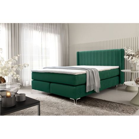 Boxspringbett Schlafzimmerbett AGNUS 200x200cm in Stoff Salvador Flaschengrün (1/5)