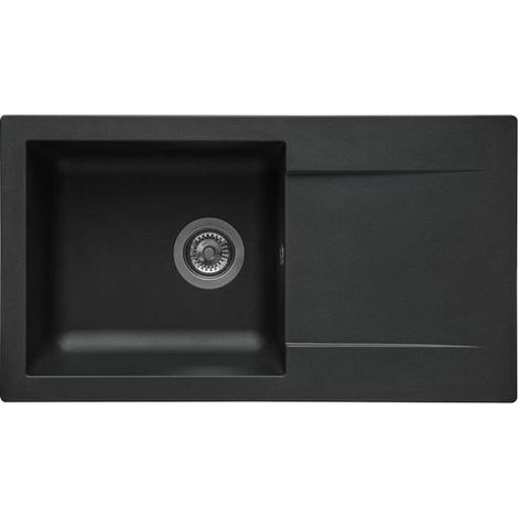 STRADOUR Lavello ad incasso EINNA, in SMC NERO CON PAILLETTES - 06, 1 vasca, dimensioni 78 43,5 cm, scarico manuale (1/2)