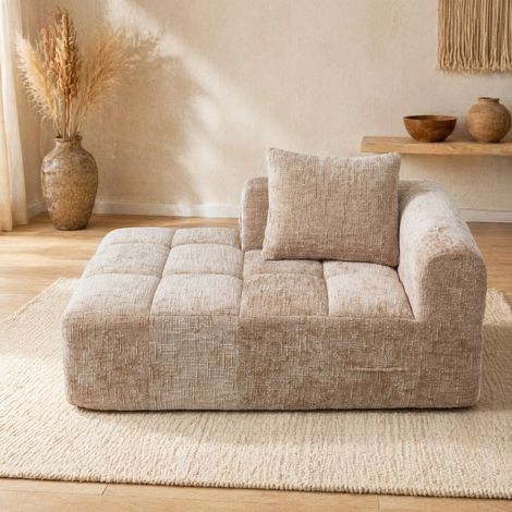 Canapé chaise lounge 158 cm chenille kaki OKMYHOME (1/5)