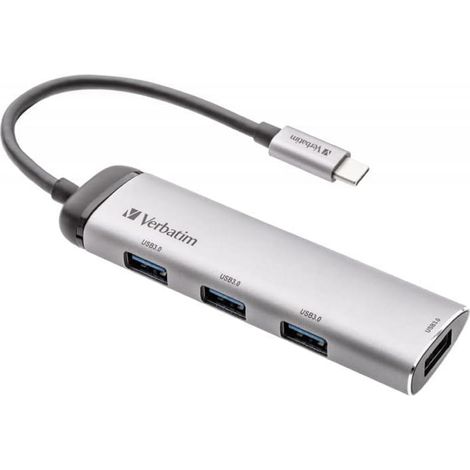Verbatim USB-C Hub 4-Port, USB 3.2 Adapter, kompakt, silber (1/5)