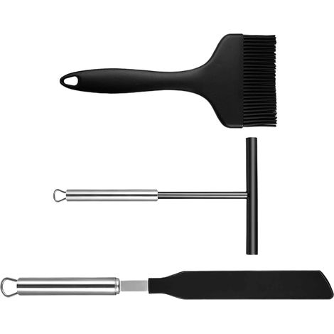 Spatule à Pancakes,Set de 3 Spatules à Crêpes en Silicone Outils de Pâtisserie Anti-Dérapants pour Petit-Déjeuner Burgers Préparation Repas (1/5)