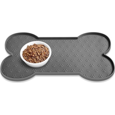 Tapis antidérapant en silicone pour gamelle de chien - convient aux chiens de petite et moyenne taille - 1 pièce, gris, 49,4 x 25 cm (1/5)