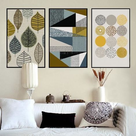 Peintures abstraites - Formes géométriques inspiration scandinave - Non encadrées - 40x60 cm