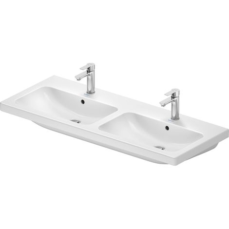 Duravit D-Code lavabo doble, con 2 agujeros para grifería, con