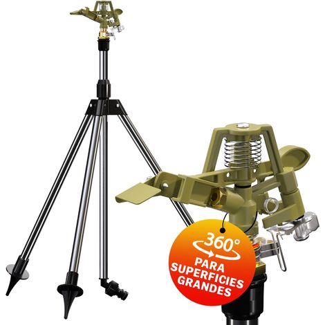 GARDEBRUK® Rociador de césped soporte telescópico altura 97cm rango de riego 24m aspersor circular giratorio 360° jardín