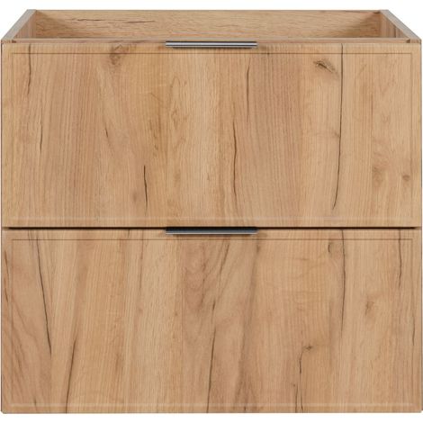 Meuble vasque, Chêne Craft + poignée noire, 60 × 77 × 46 cm + Plan de travail, pieds noirs (1/5)