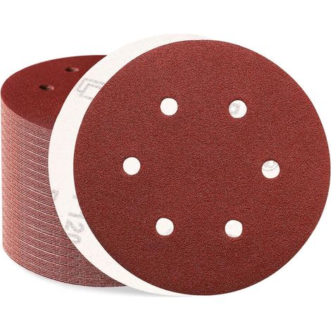Schleifpapier 150mm Klett 100 Stück Körnung 120 mit 6 Loch für Exzenterschleifer (1/5)