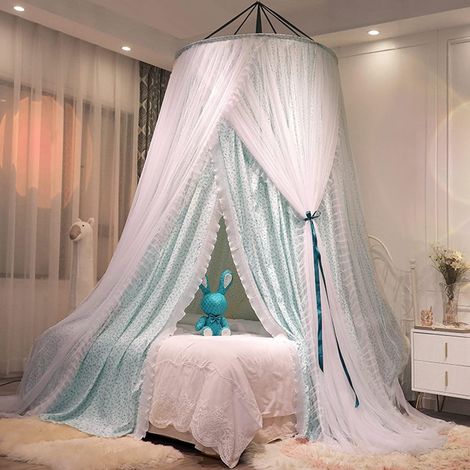 1 Ciel de lit, Double couche, Maille polyester, Moustiquaire ronde, Chambre fille et adulte