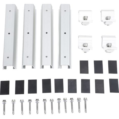 Ensemble de 4 supports de montage pour panneaux solaires en aluminium, kit de fixation Z pour toiture, système de support pour panneaux solaires HZ0101 (1/5)