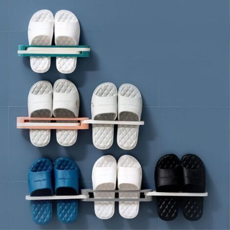 Fixation Murale Étagère à Chaussures Rangement Porte-Serviette Pas Besoin de Percer Support de Chaussure Mural Pliable Convient à Multifonctionnel Étanche Pour salle de Bain Chambre Salon 3 Pi