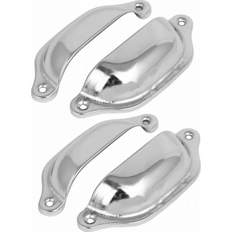 10 tiradores de hierro estilo vintage para puertas, cajones, armarios y roperos, de 9,8 cm x 3,3 cm, con tornillos - Plateado (1/5)