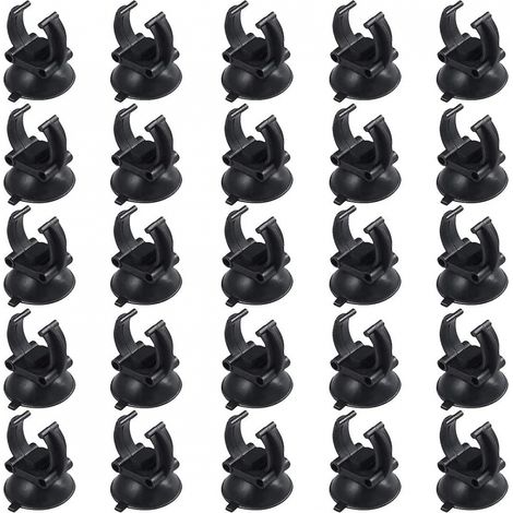 BEBUSINGOTO 25 Stück Aquarium-Saugnapf-Rohrhalter, schwarze PVC-Kunststoff-Aquarium-Saugnapfklemme (1/5)