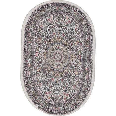Tapis miniature 1/12 Mini tapis vintage tissé accessoire de décoration pour maison de poupée ovale B02 beige (1/5)