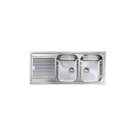 CM 011257.D1.01.2018 Zenith Plus Lavello da incasso 2 vasche con gocciolatoio a sinistra 116 x 50 cm inox satinato (116x50x21 cm) colore Inox (1/5)