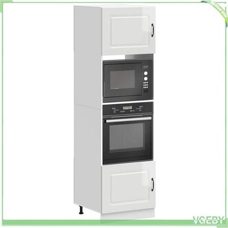 Armoire de four - Kalmar - Blanc brillant - Bois d'ingénierie - 60 x 57 x 207 cm (1/5)
