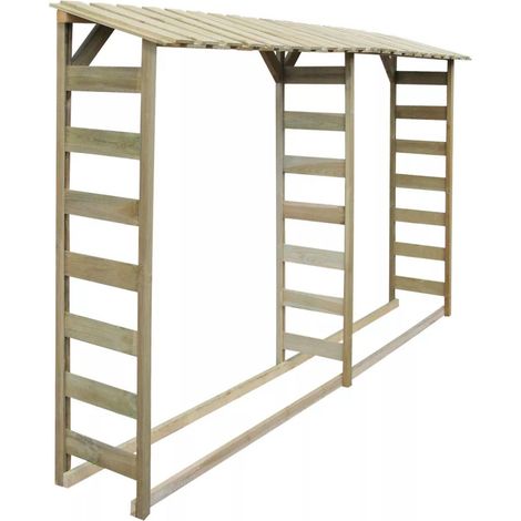 vidaXL Doppio Capannone per Legname 300x44x176cm Legno Pino Impregnato (1/4)