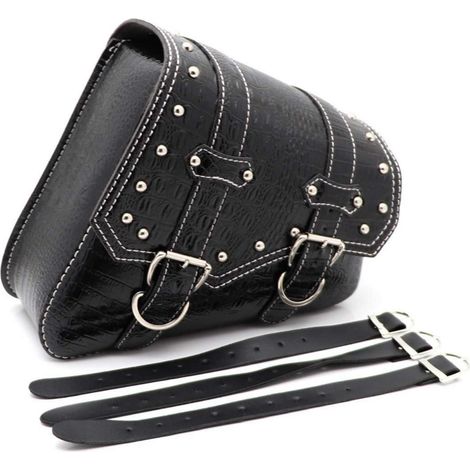 Motorrad Satteltasche PU Leder wasserdicht für rechte Seite Schwarz (1/5)