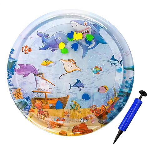 Tappetino da gioco acquatico per gatti, tappetino da gioco acquatico per animali domestici, tappetini sensoriali gonfiabili rotondi - PVC spesso e infrangibile, arricchimento sensoriale interattivo pe (1/5)