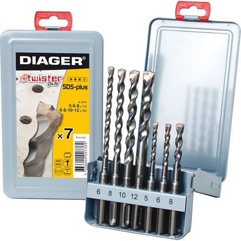 Foret marteau SDS Plus Twister Plus coffret de 7 Diager (1/6)