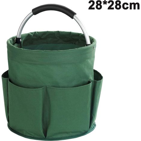 Sac de rangement pour outils de jardin, seau de rangement robuste en Oxford, avec accessoires inclus. Porte-outils pour l'intérieur et l'extérieur, vert. (1/4)