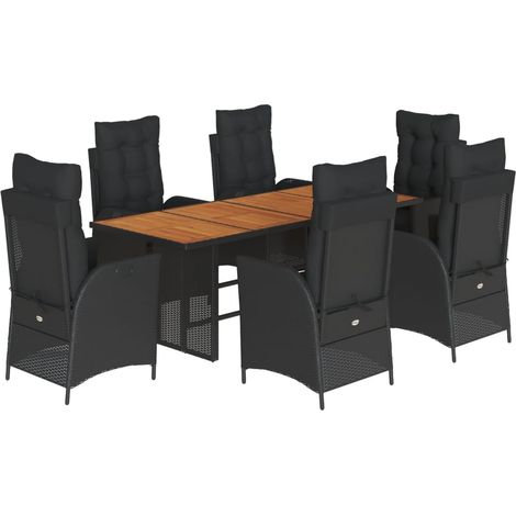 Maison Exclusive - 7-tlg. Garten-Essgruppe mit Kissen Schwarz Pol