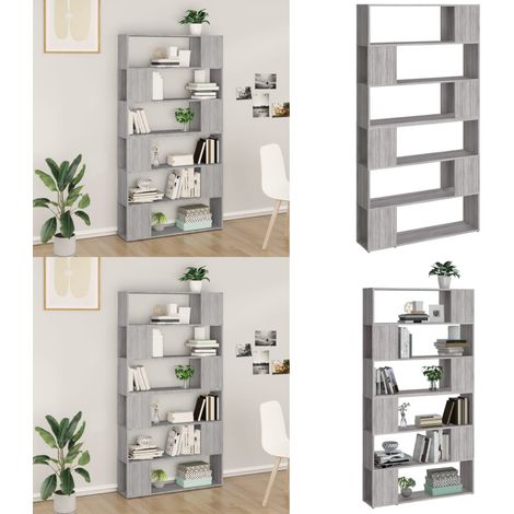 Bibliothèque/Séparateur de pièce sonoma gris 100x24x188 cm - Bibliothèque Murale - Bibliothèque Moderne - Meuble Rangement - Séparateur De Pièce - Étagère Ouverte - Home & Living (1/5)
