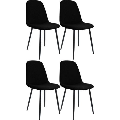 Set de 4 sillas de comedor Maryam Negro Tela (1/5)