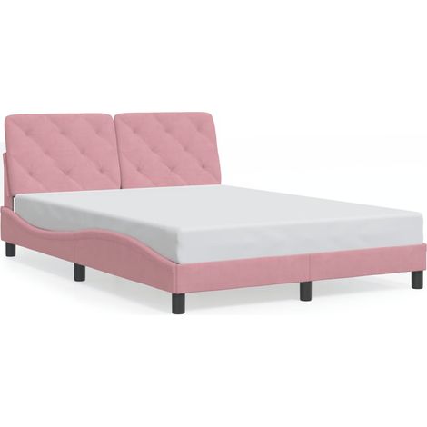 Lit double,Lit adulte,Cadre de lit sans matelas rose 140x190 cm velours CFW1004242 (1/5)