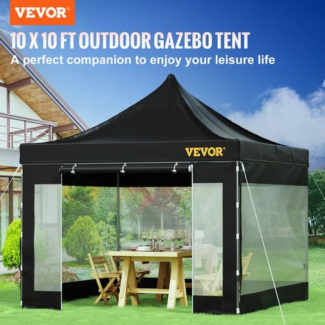 Tonnelle Imperméable 3x3 m Tente Pop-up Jardin avec Parois Latérales Pavillon Terrasse Extérieure Abri Pliable Soleil Pluie Neige Résistant aux UV et Sac à Roulettes pour Fête Arrière-Cour Noir (1/5)