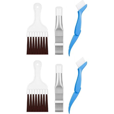 Ensemble de 6 outils de nettoyage manuel pour climatiseur : peigne à ailettes en acier inoxydable pour radiateur et condenseur, brosse de nettoyage. (1/5)