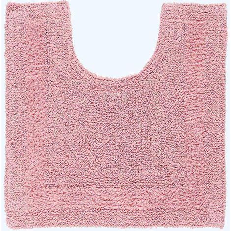 HOMESCAPES Tapis contour WC en coton, 50 x 55 cm – Rose poudré