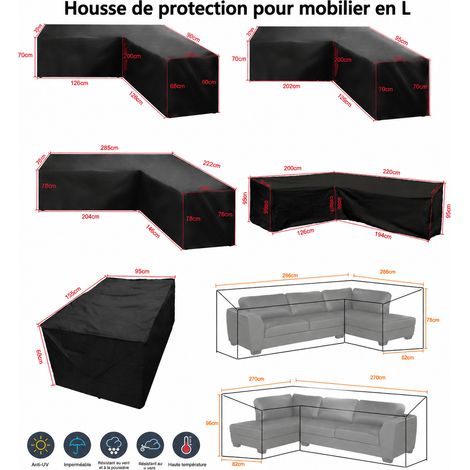 Ensemble housse canapé d'angle 270×270×90 cm et table 155×95×68 cm Oxford 210D 270 90cm 155x95x68cm 25 × 25 × 5 cm 1,62 kg – Livraison gratuite (1/5)
