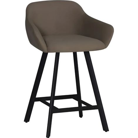 Sgabello con seduta imbottita colore tortora e gambe in metallo nero - Rory (1/4)