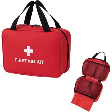 1 Pièce Trousse de Secours, Kit Vide de Premiers Soins, Sac de Rangement Portable Familial, Stockage de Médecine Portable (Rouge, avec Poignée) (1/5)