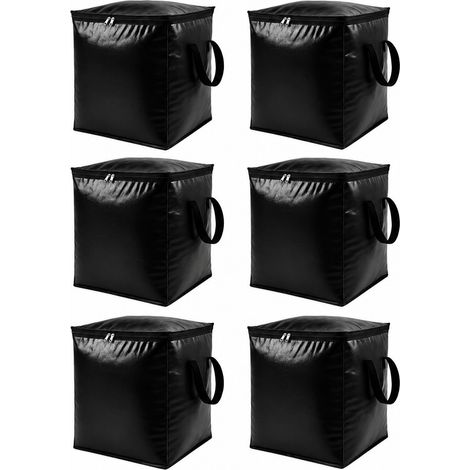 Sac de rangement pliable grande capacité, noir, 190 L, en tissu Oxford imperméable et anti-poussière, pour vêtements et couvertures (lot de 5). (1/5)