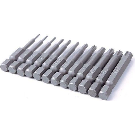 Jeu de 12 embouts creux avec trou dans le trou embout de sablage prune combinaison embout électrique en acier au chrome vanadium T5-T4050mm (1/5)