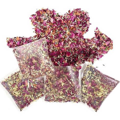 Lot de 15 Paquets Rose Sechees Naturel,150-180G Petale de Rose,Pétale de rose Rouge,Pétale de Rose,Fleurs Séchées,Decoration de Table Mariage,Deco Mariage (1/5)