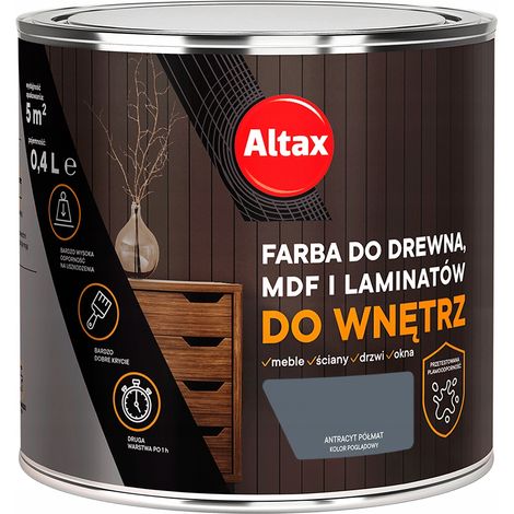 Pintura Altax para madera, MDF y laminados, 400 ml, color antracita. (1/2)